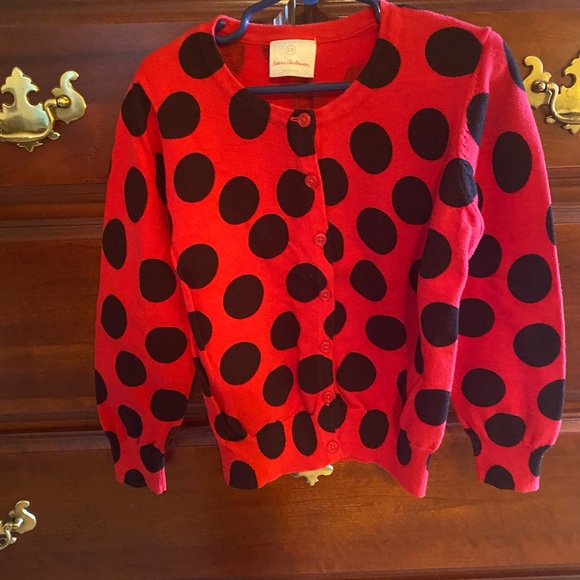 Hanna Andersson red with black polka dots button up sweater - Picture 8 of 9
